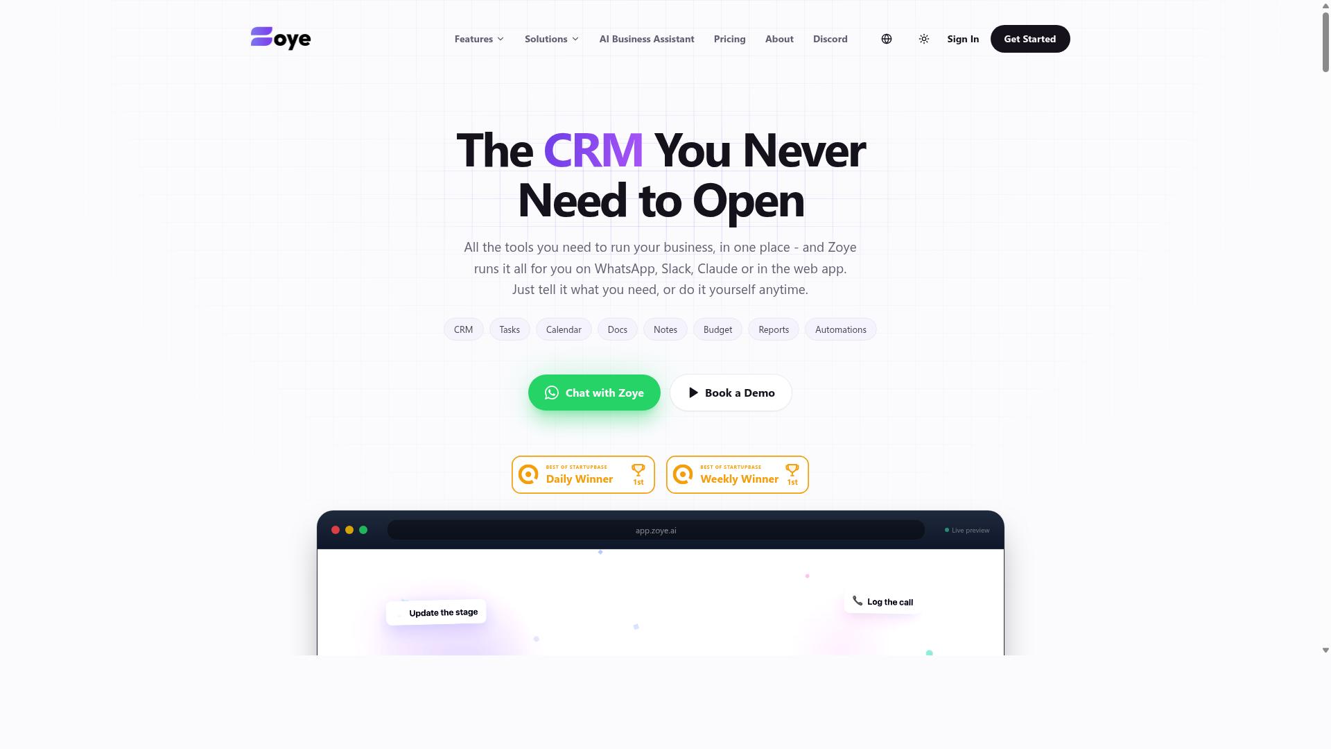 Zoye AI website